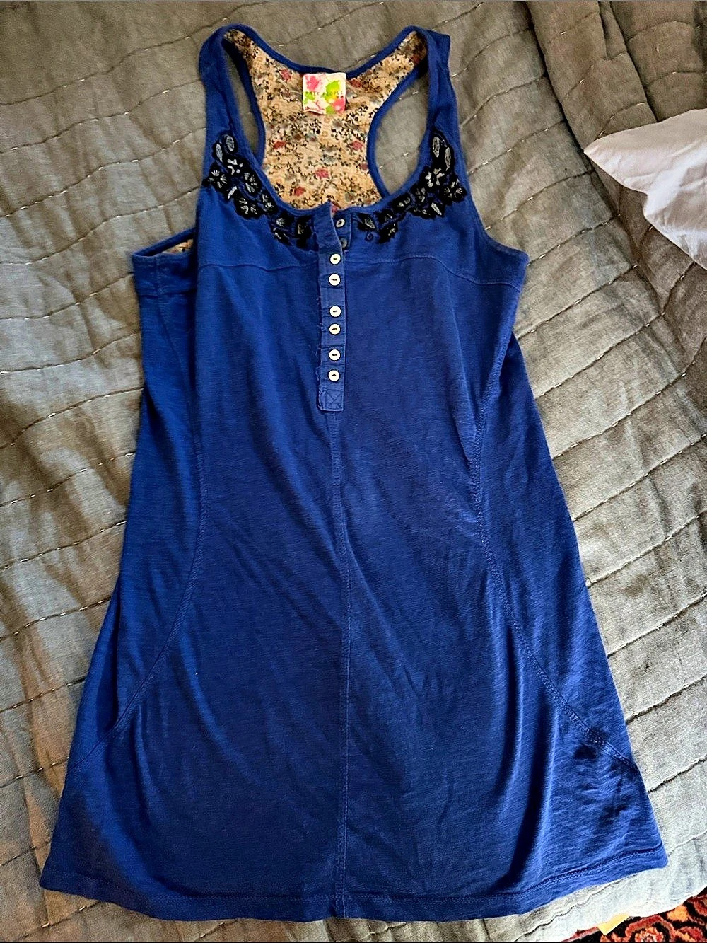 y2k Free People Floral tank top in Blue Size Medium